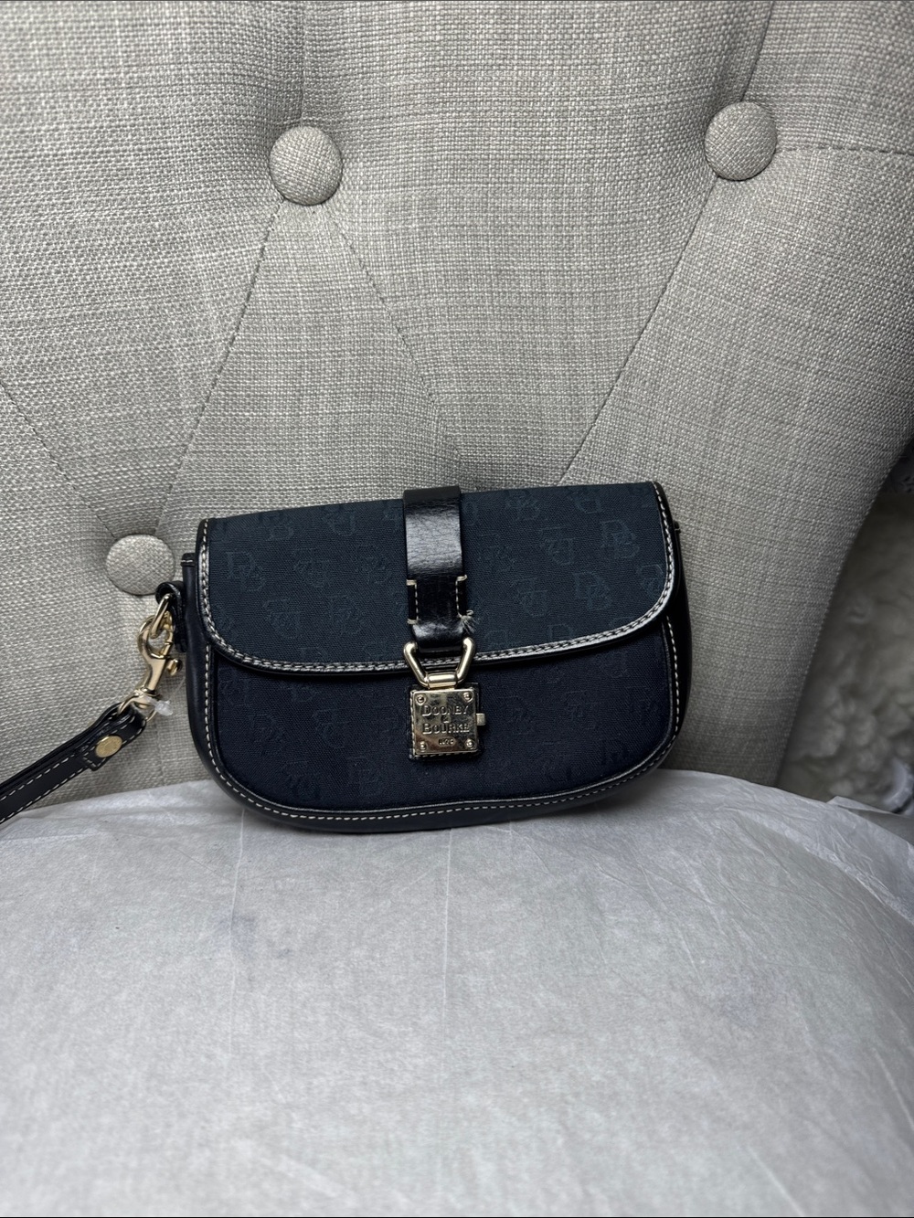 Dooney and Bourk Black Leather Wristlet